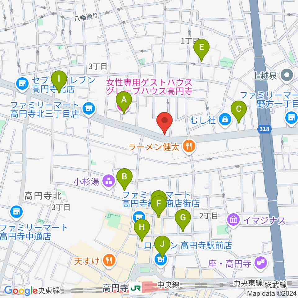 ソニックバンドスタジオ周辺のホテル一覧地図