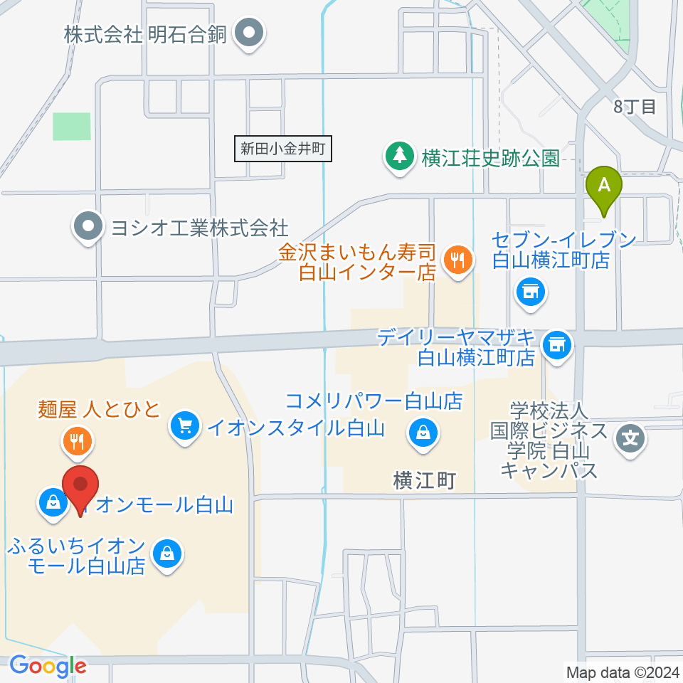 イオンシネマ白山周辺のホテル一覧地図