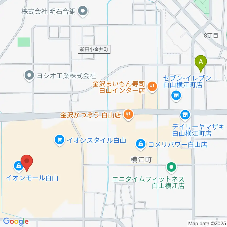 イオンシネマ白山周辺のホテル一覧地図