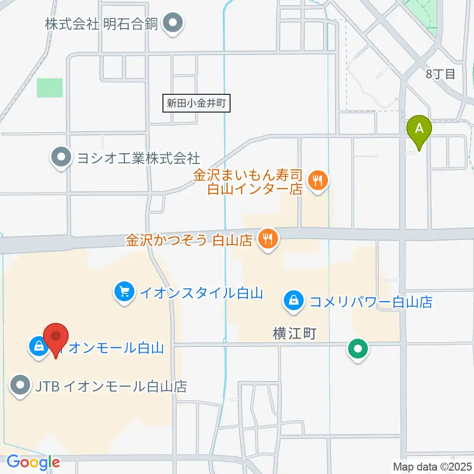 イオンシネマ白山周辺のホテル一覧地図