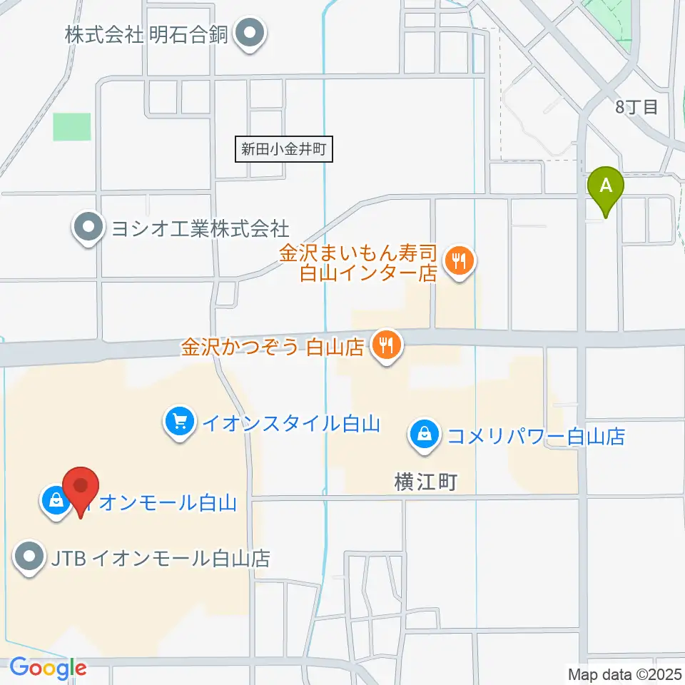 イオンシネマ白山周辺のホテル一覧地図