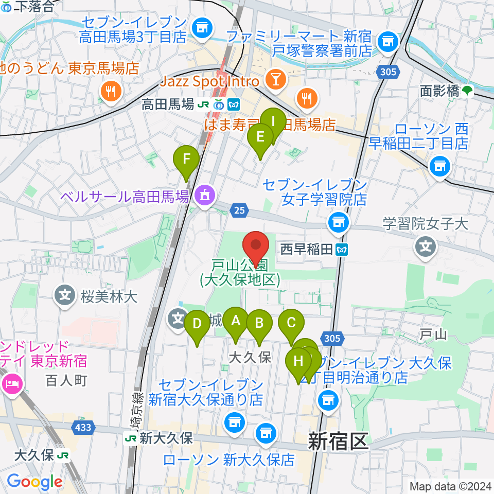 新宿スポーツセンター周辺のホテル一覧地図