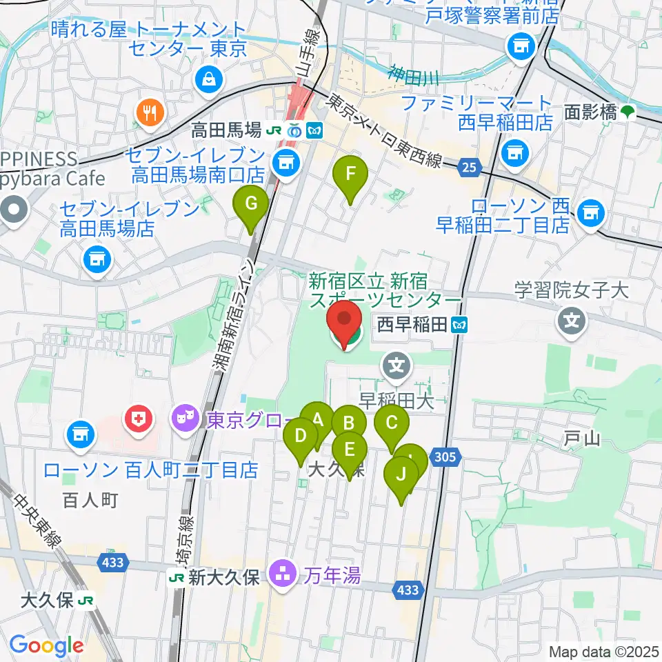 新宿スポーツセンター周辺のホテル一覧地図