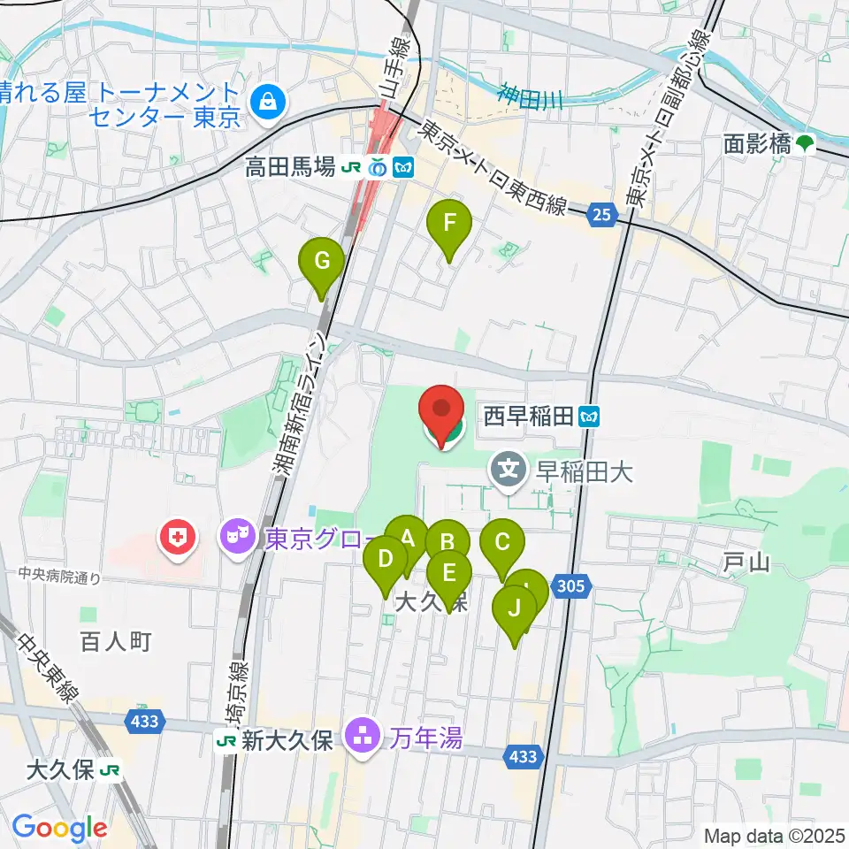 新宿スポーツセンター周辺のホテル一覧地図