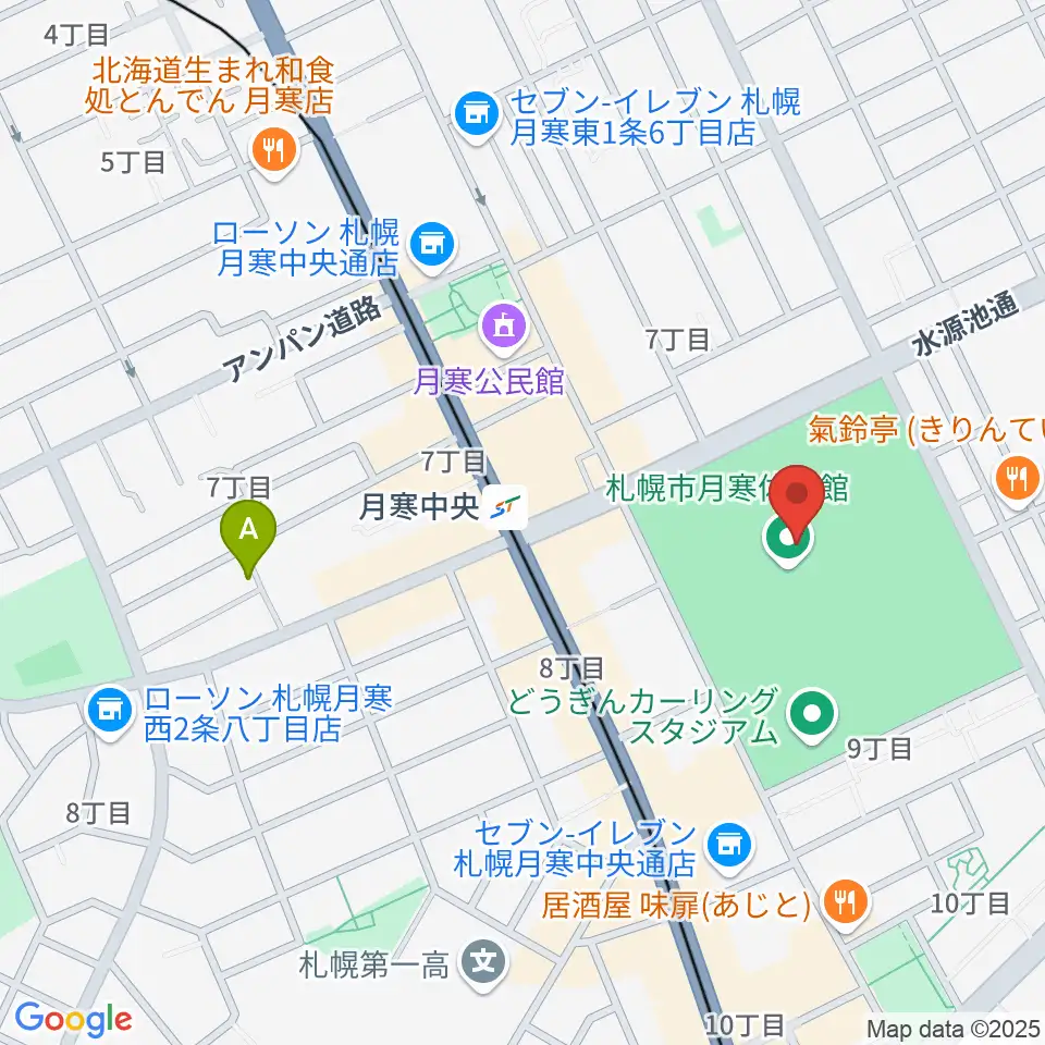 月寒屋外競技場周辺のホテル一覧地図