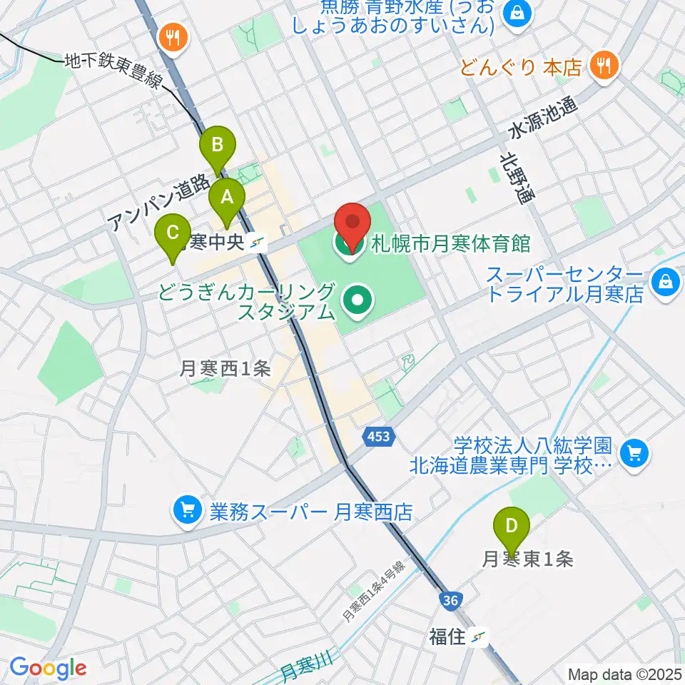 月寒屋外競技場周辺のホテル一覧地図