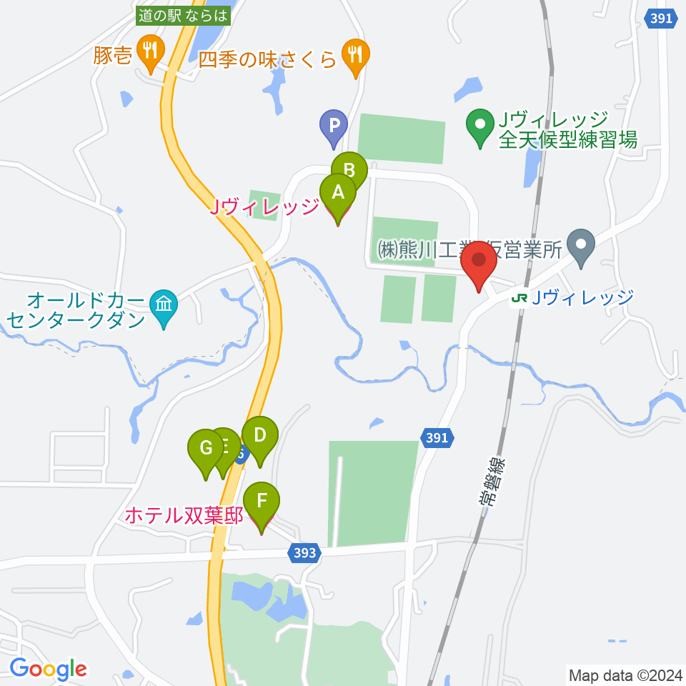 Jヴィレッジ周辺のホテル一覧地図