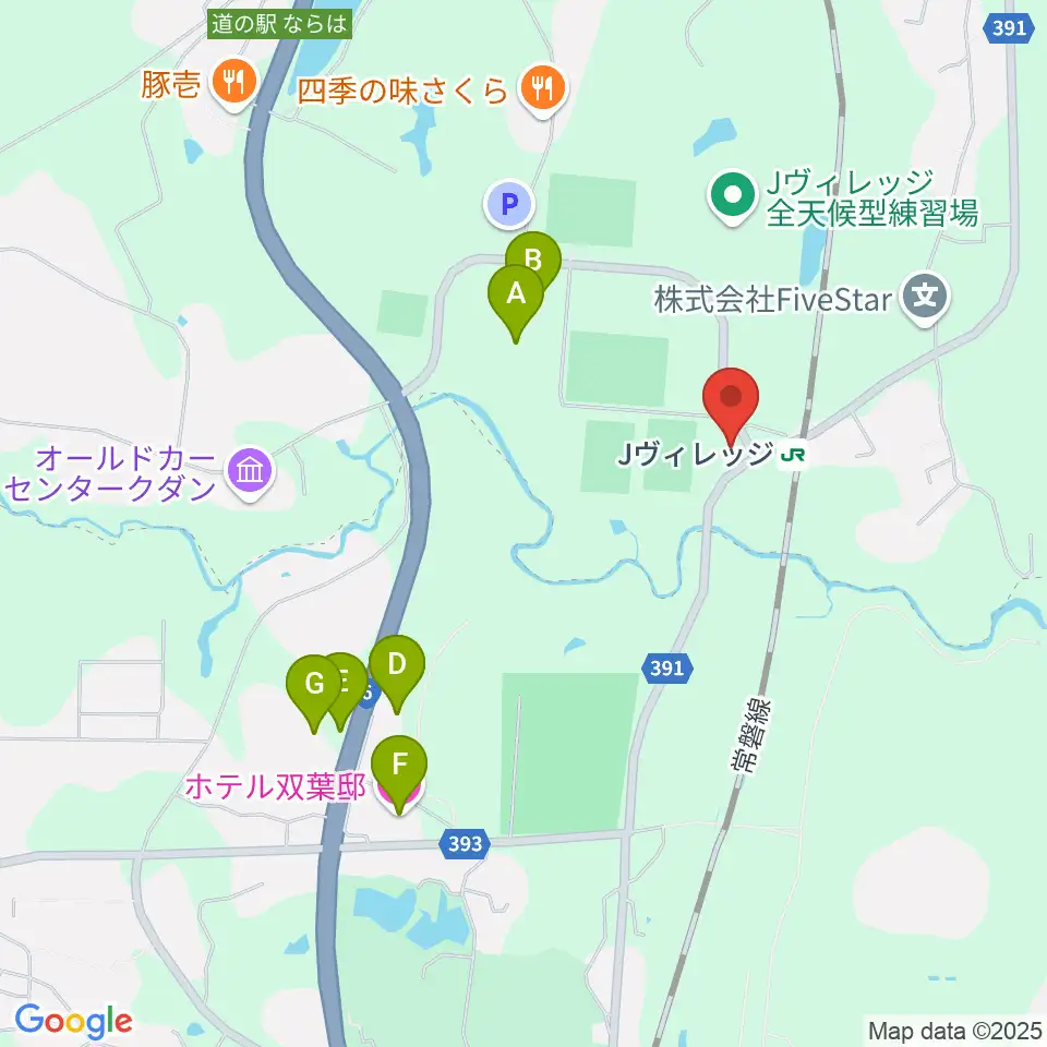 Jヴィレッジ周辺のホテル一覧地図