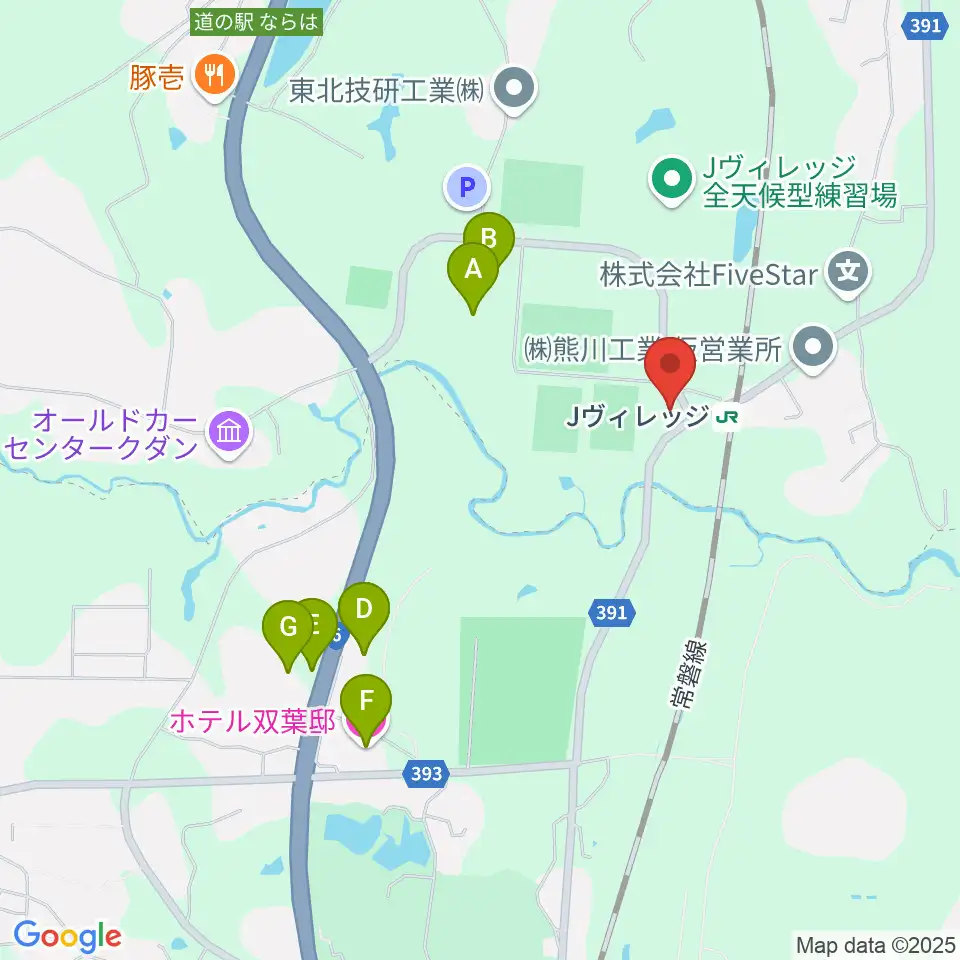 Jヴィレッジ周辺のホテル一覧地図