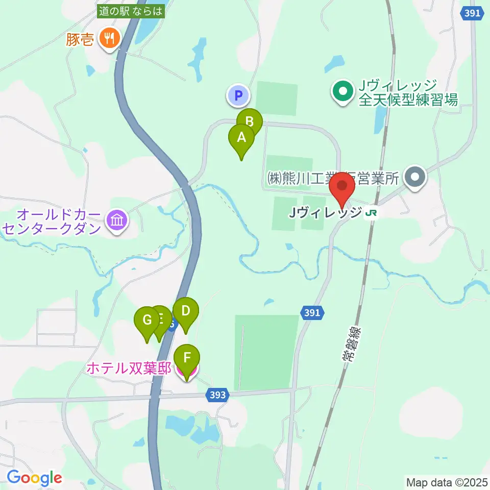 Jヴィレッジ周辺のホテル一覧地図