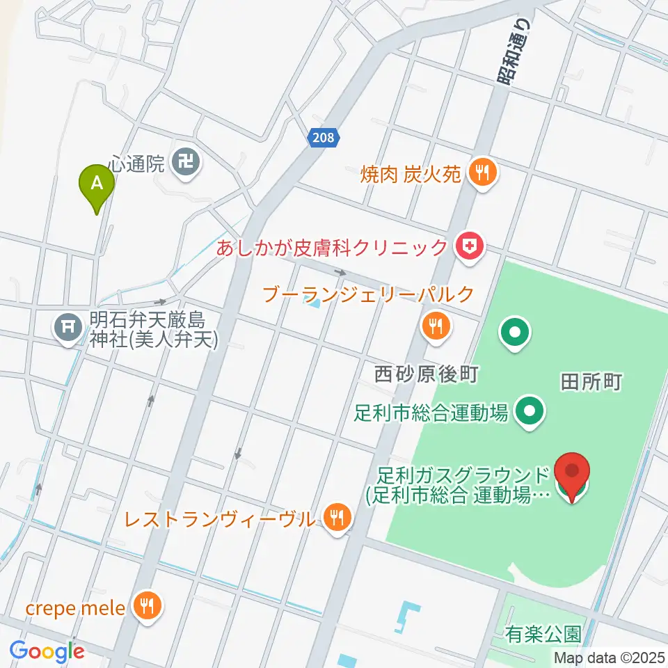 足利ガスグラウンド周辺のホテル一覧地図