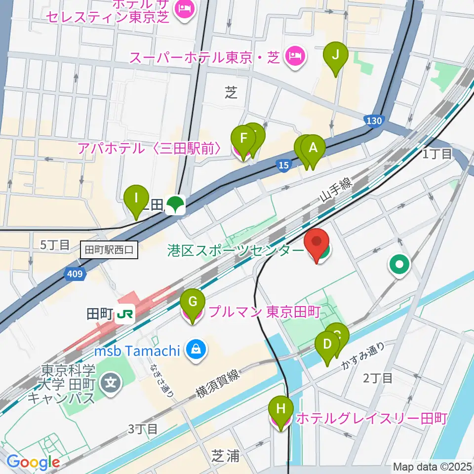 港区スポーツセンター周辺のホテル一覧地図