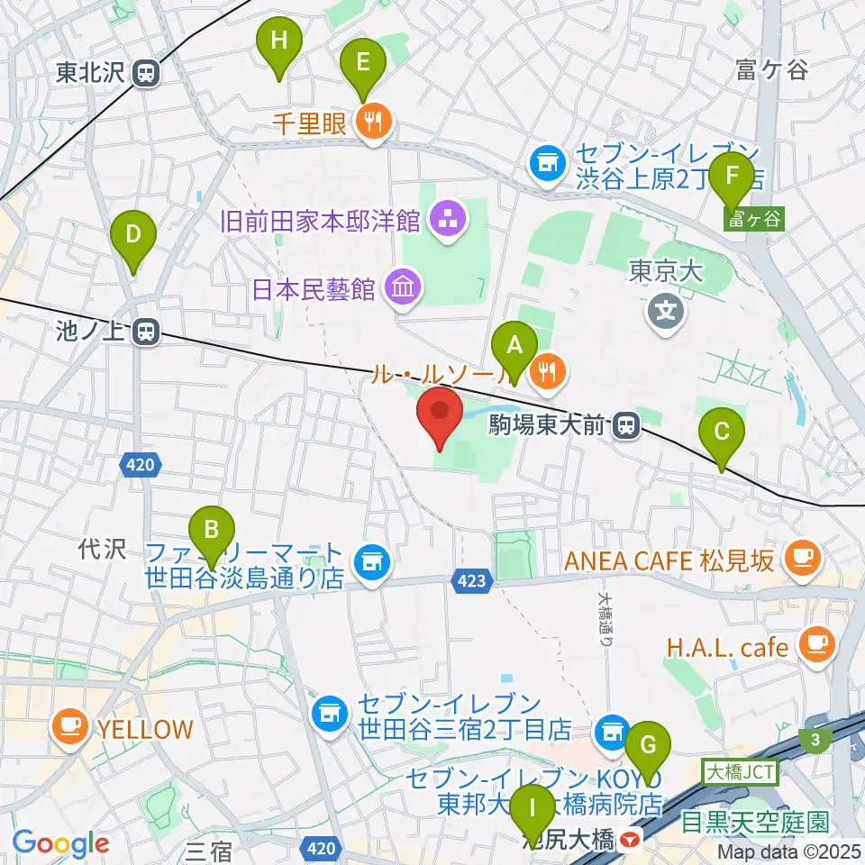 目黒区立駒場体育館周辺のホテル一覧地図