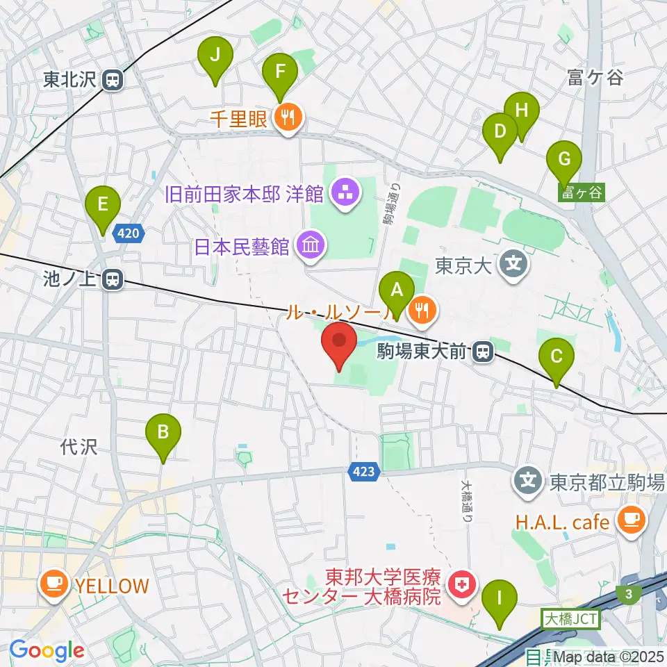 目黒区立駒場体育館周辺のホテル一覧地図