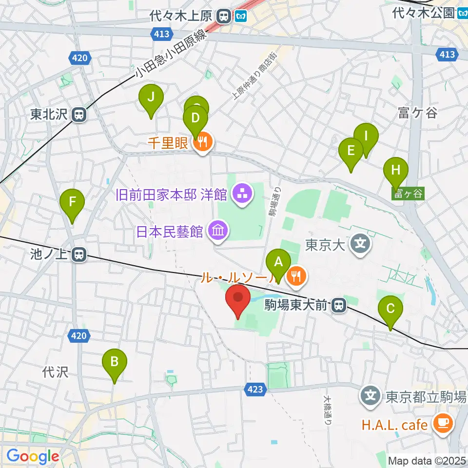 目黒区立駒場体育館周辺のホテル一覧地図