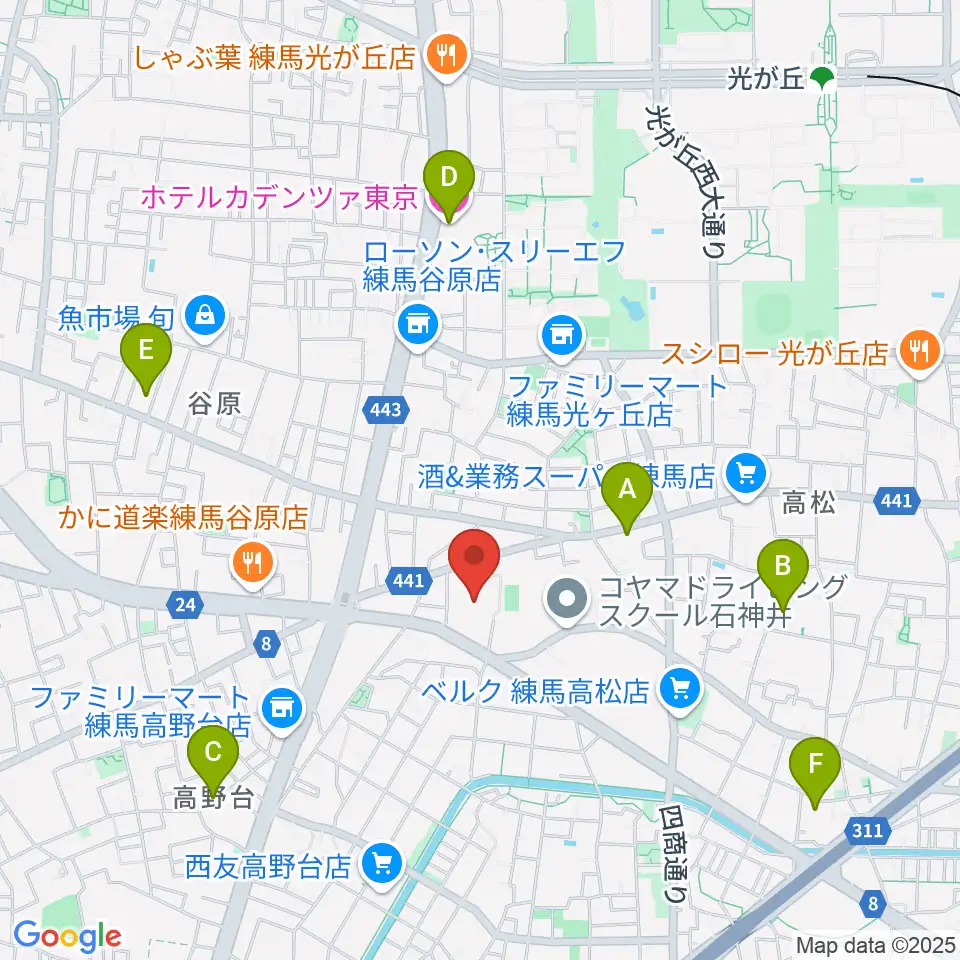 練馬区立総合体育館周辺のホテル一覧地図