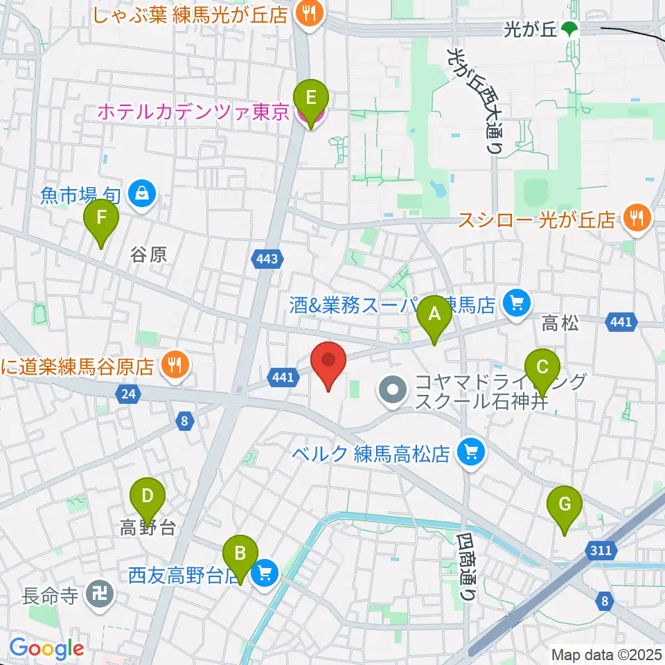 練馬区立総合体育館周辺のホテル一覧地図