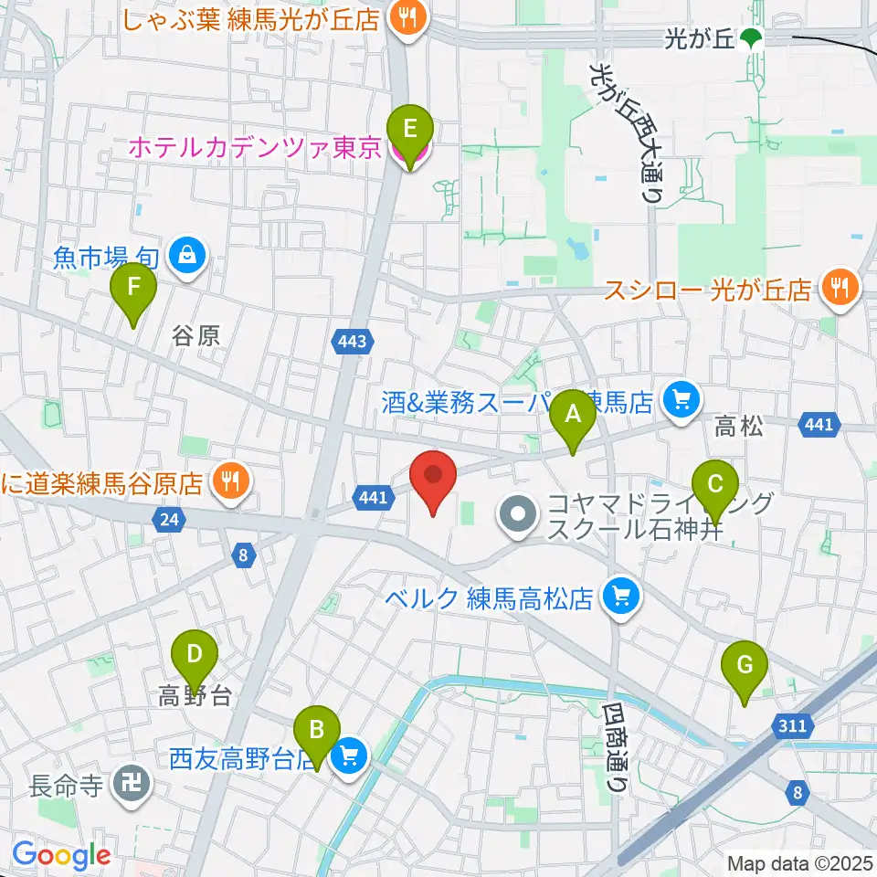 練馬区立総合体育館周辺のホテル一覧地図