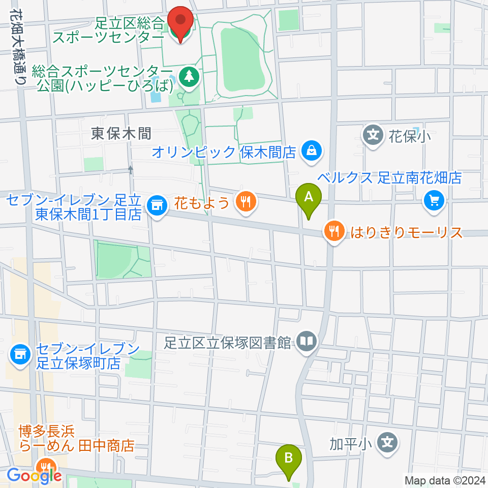 足立区総合スポーツセンター周辺のホテル一覧地図