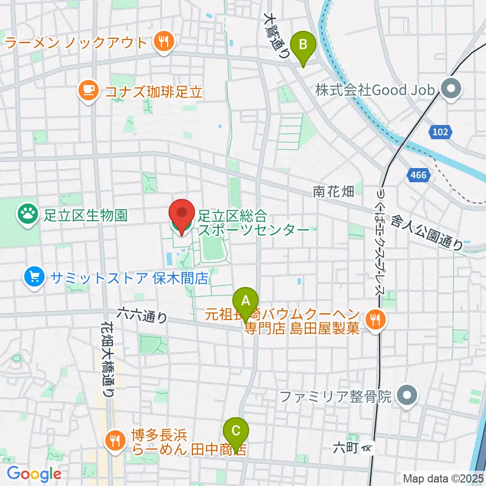足立区総合スポーツセンター周辺のホテル一覧地図