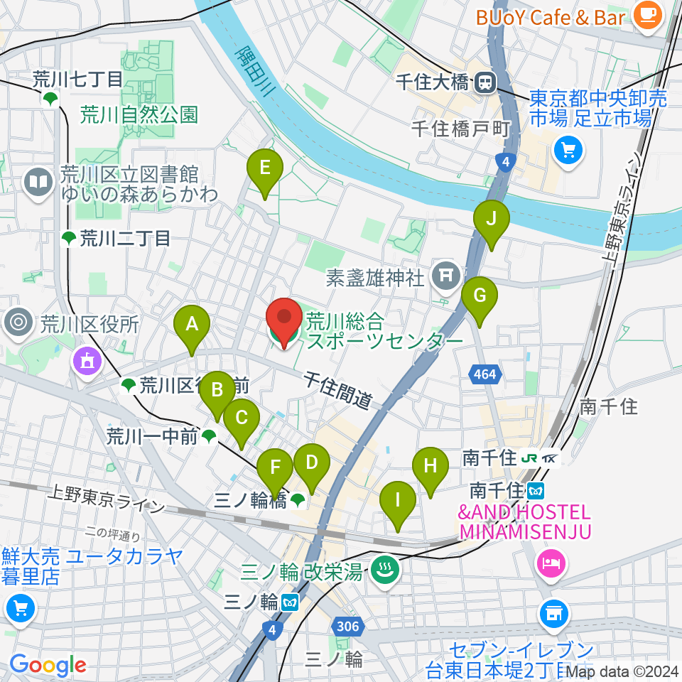 荒川総合スポーツセンター周辺のホテル一覧地図