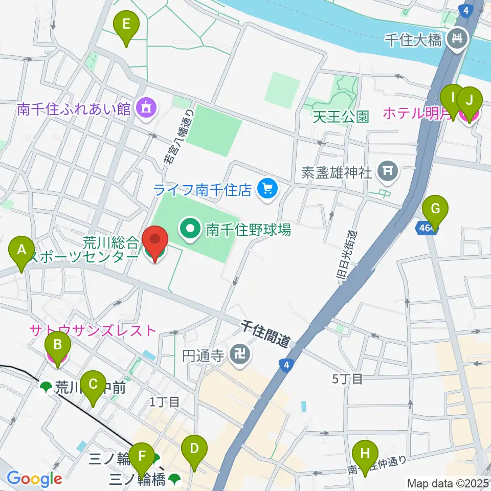 荒川総合スポーツセンター周辺のホテル一覧地図