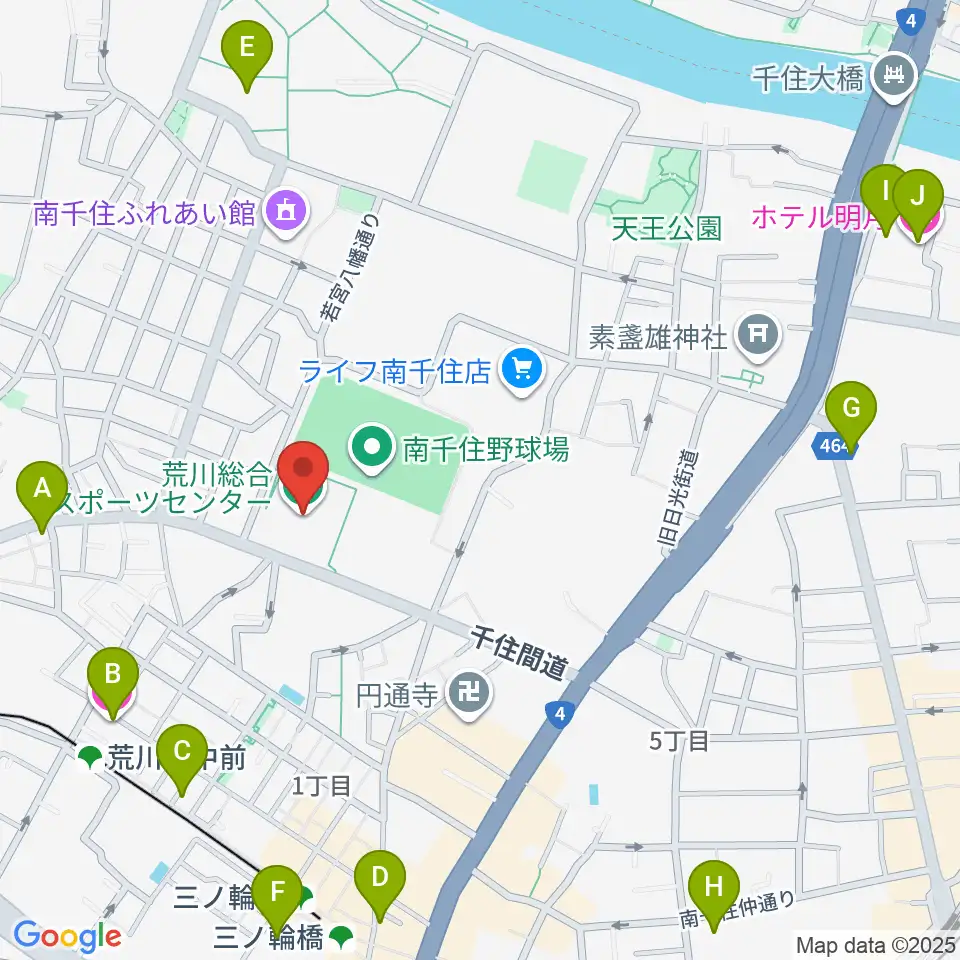 荒川総合スポーツセンター周辺のホテル一覧地図