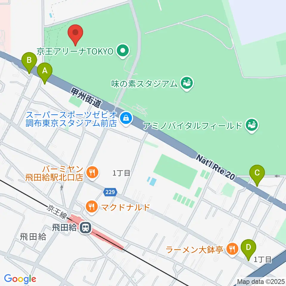 AGFフィールド周辺のホテル一覧地図