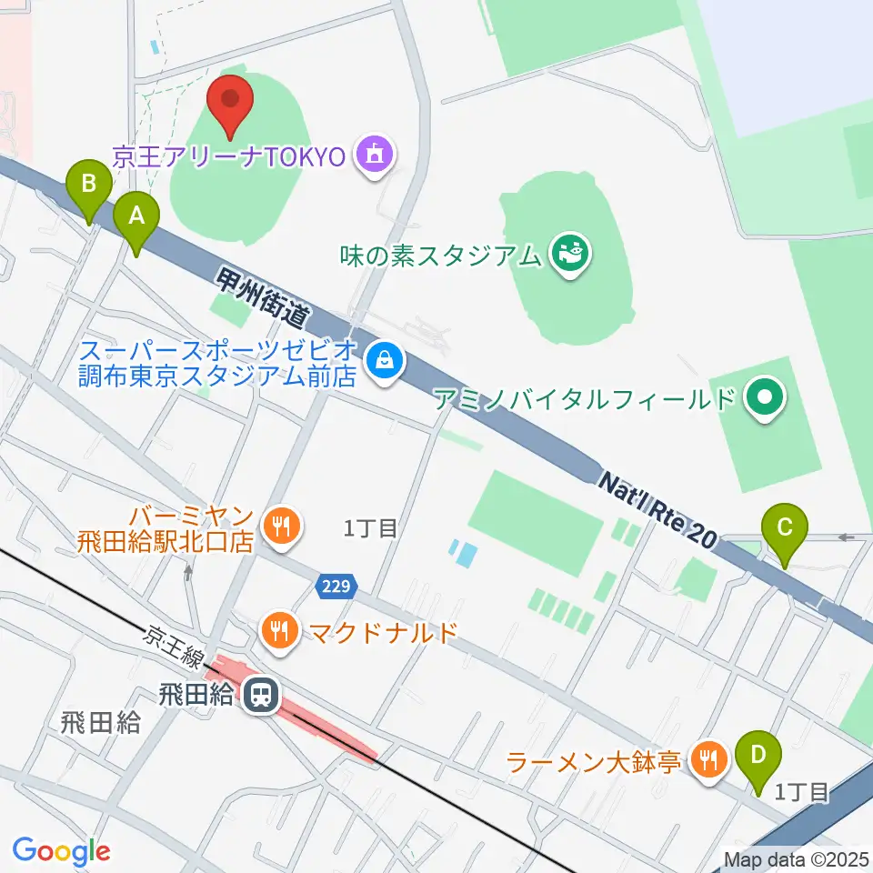 AGFフィールド周辺のホテル一覧地図