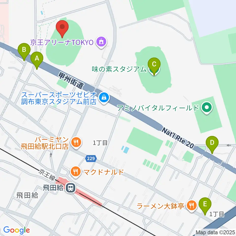 AGFフィールド周辺のホテル一覧地図