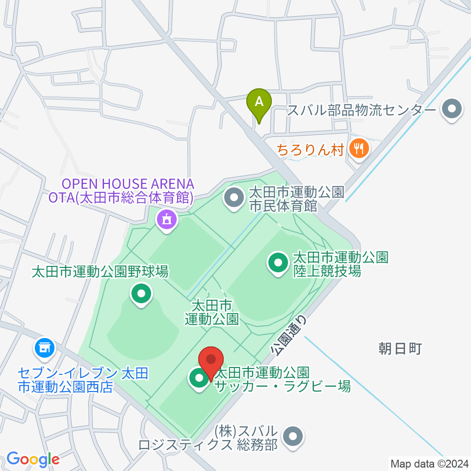 太田市運動公園サッカー・ラグビー場周辺のホテル一覧地図