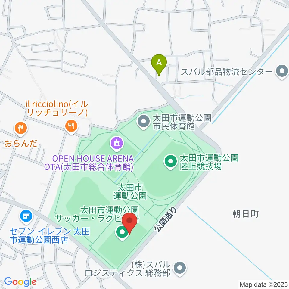 太田市運動公園サッカー・ラグビー場周辺のホテル一覧地図