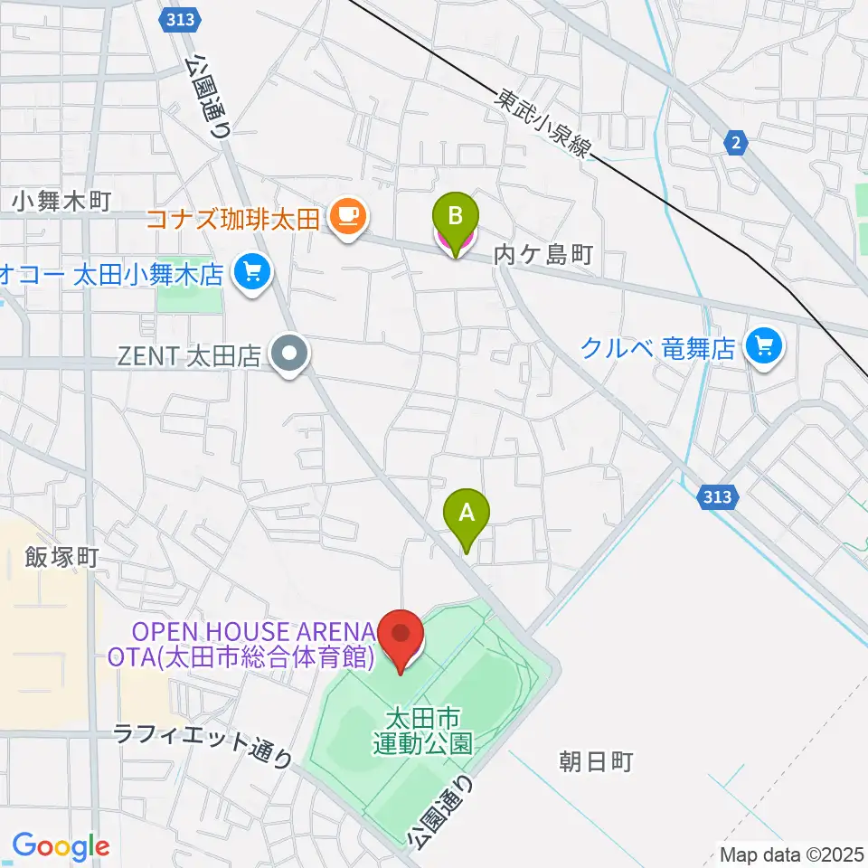 オープンハウスアリーナ太田周辺のホテル一覧地図