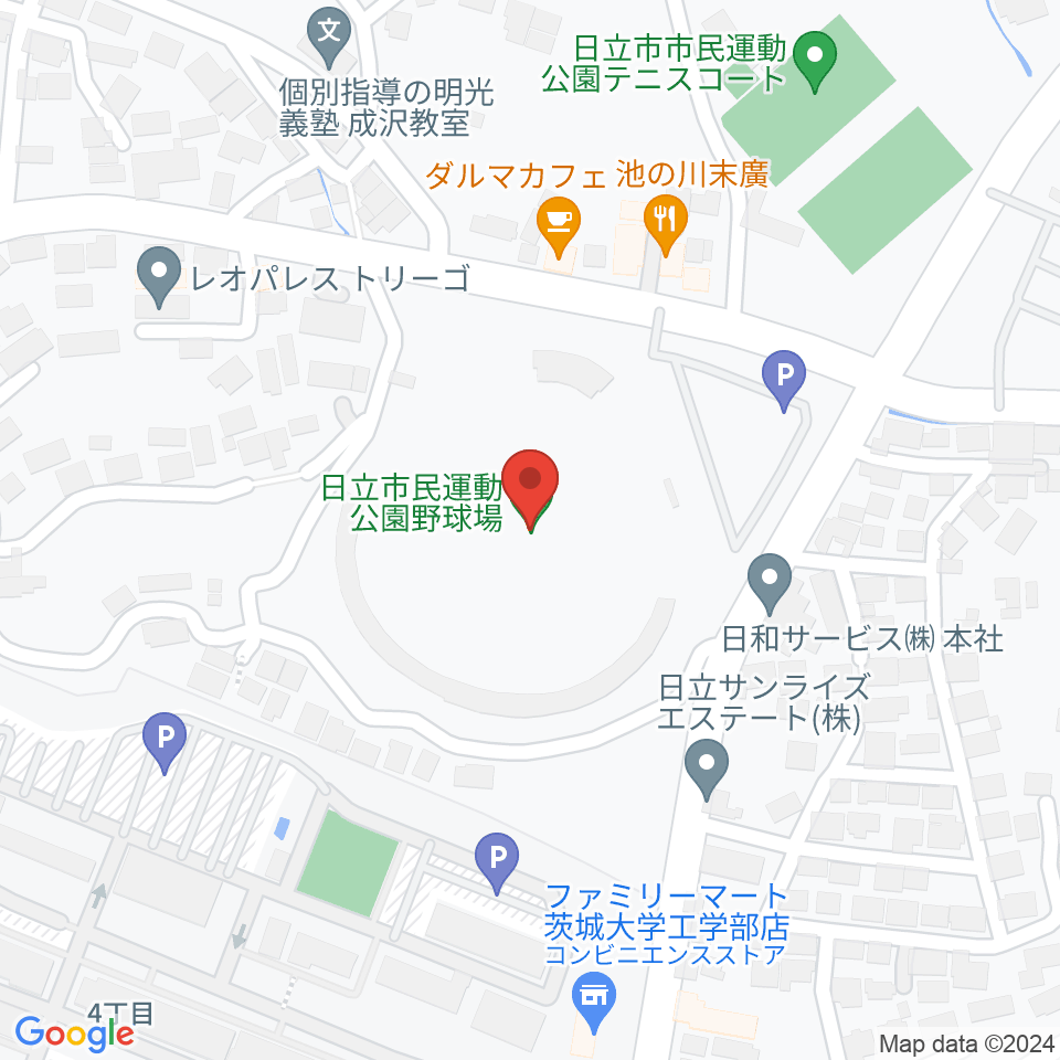 日立市民運動公園野球場周辺のホテル一覧地図