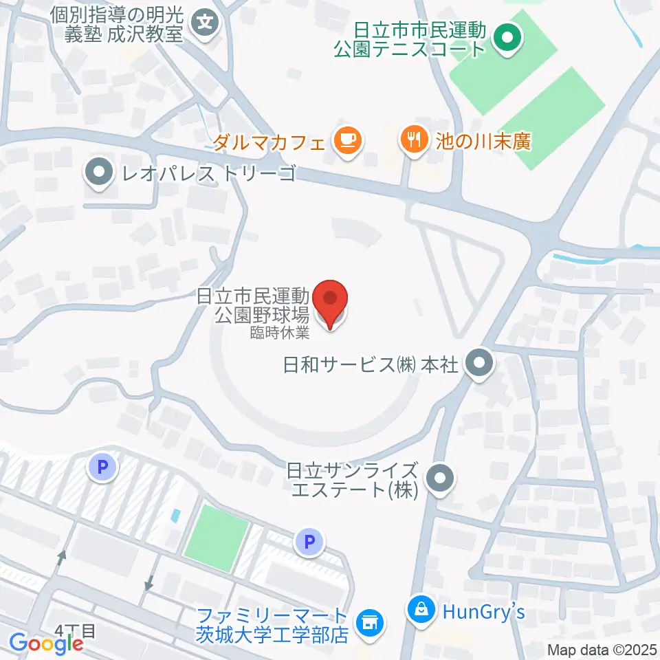 日立市民運動公園野球場周辺のホテル一覧地図