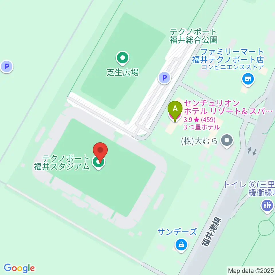 テクノポート福井スタジアム周辺のホテル一覧地図