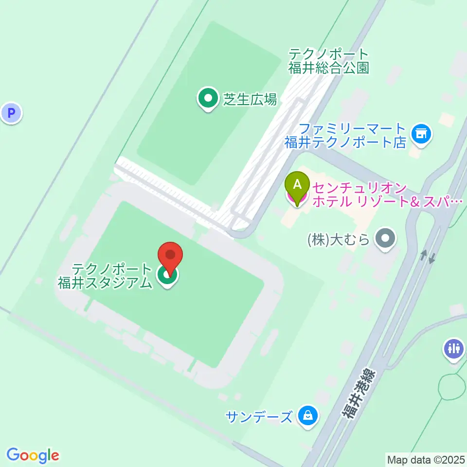 テクノポート福井スタジアム周辺のホテル一覧地図