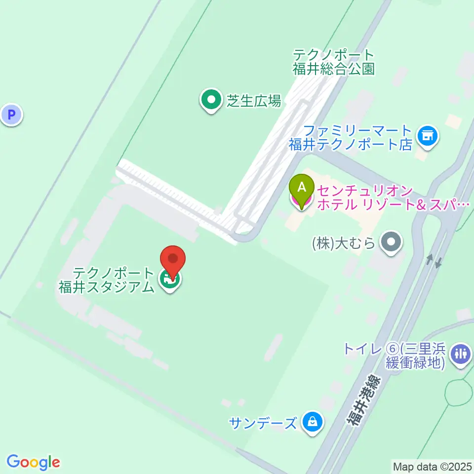 テクノポート福井スタジアム周辺のホテル一覧地図