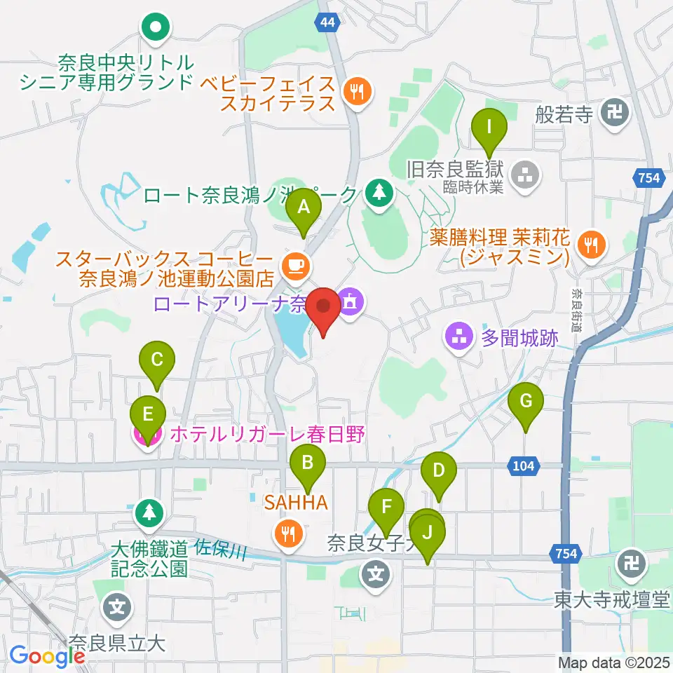 ロート奈良武道場周辺のホテル一覧地図