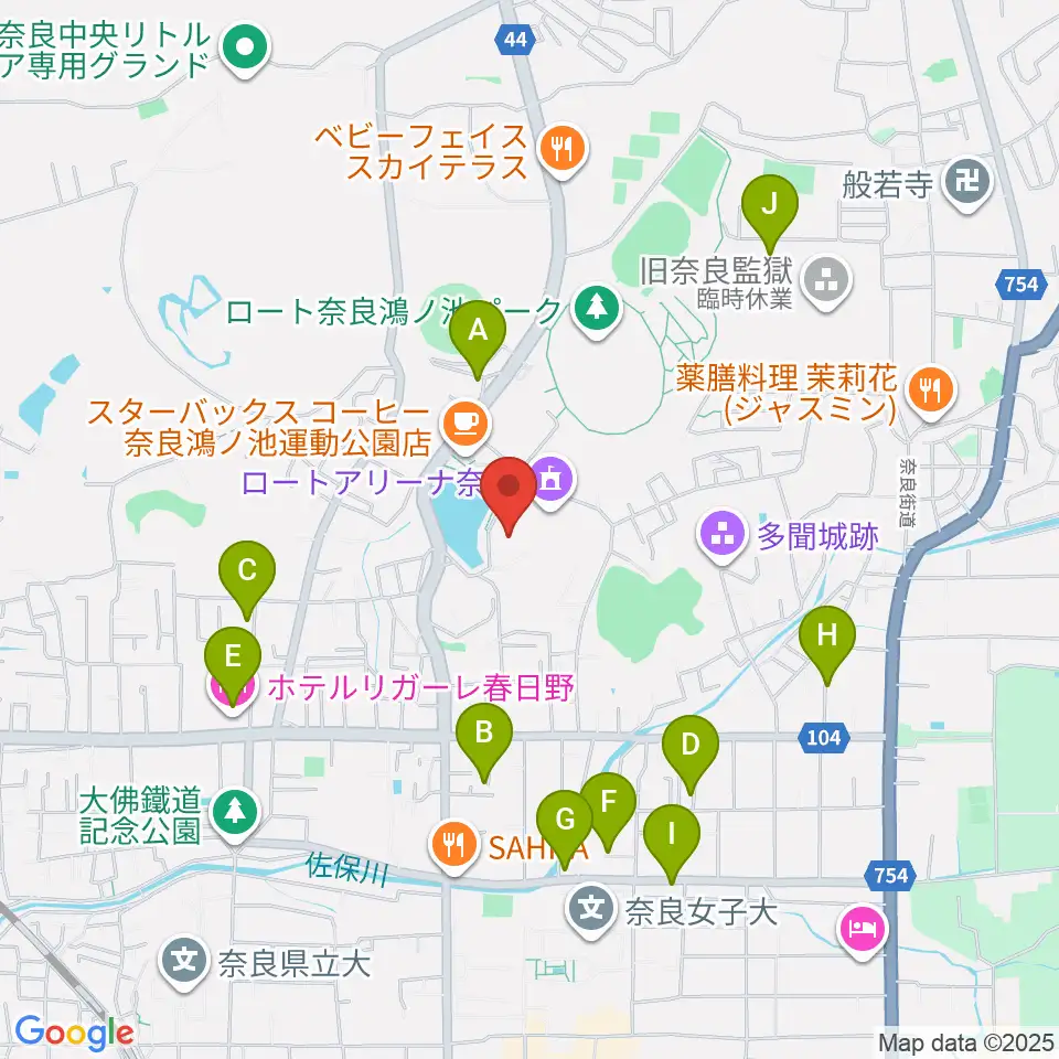 ロート奈良武道場周辺のホテル一覧地図