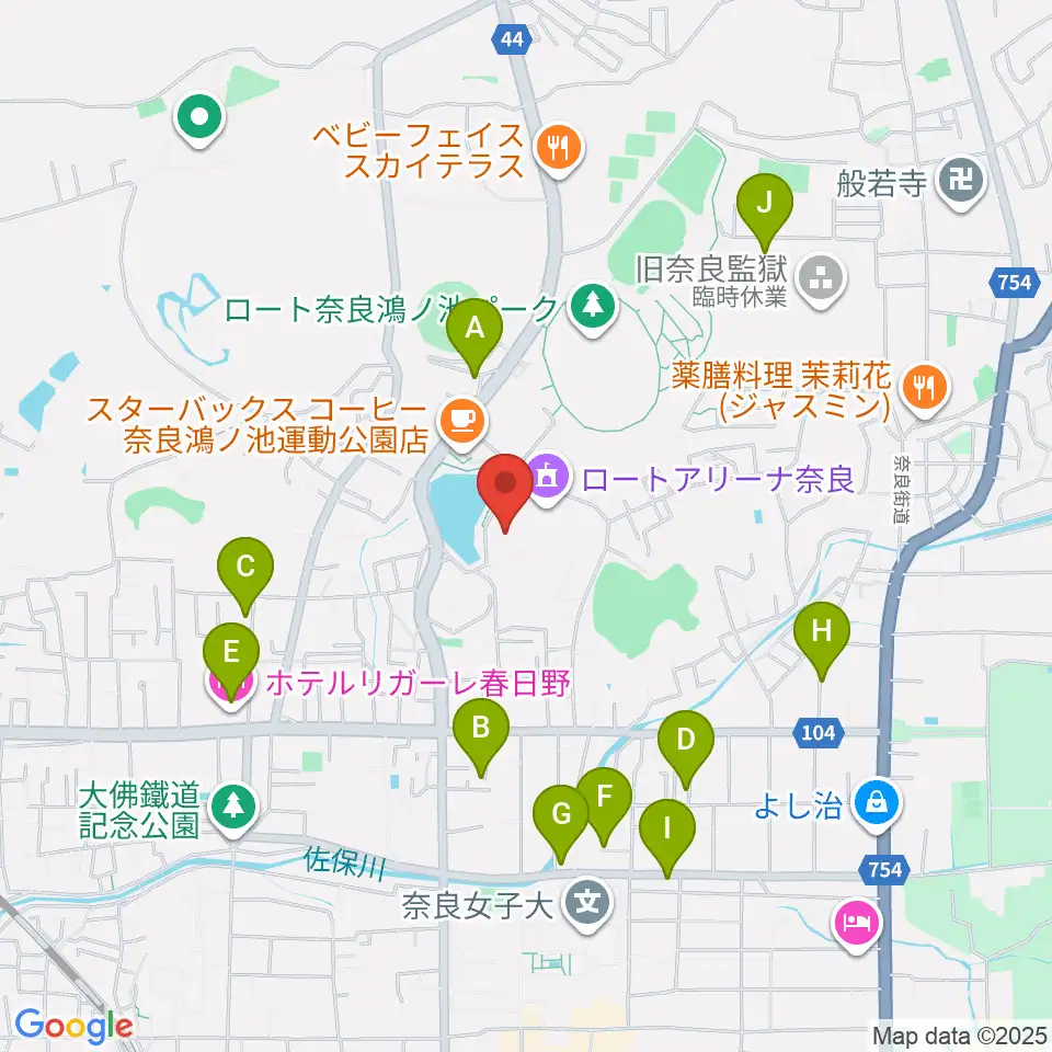 ロート奈良武道場周辺のホテル一覧地図