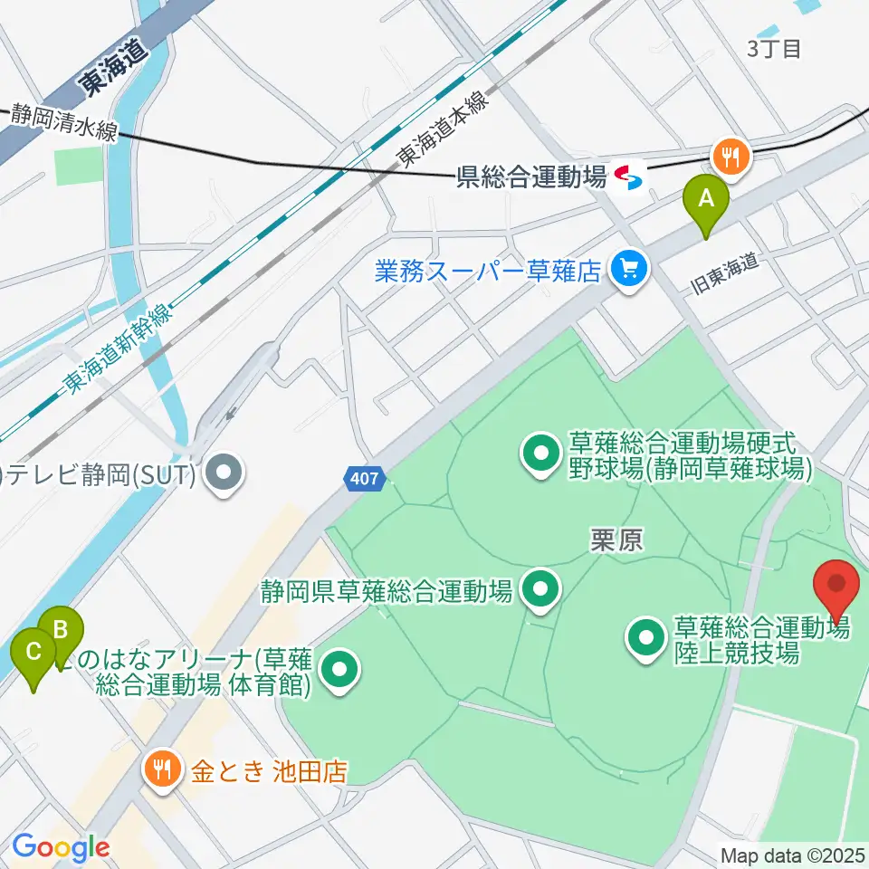 草薙総合運動場球技場周辺のホテル一覧地図
