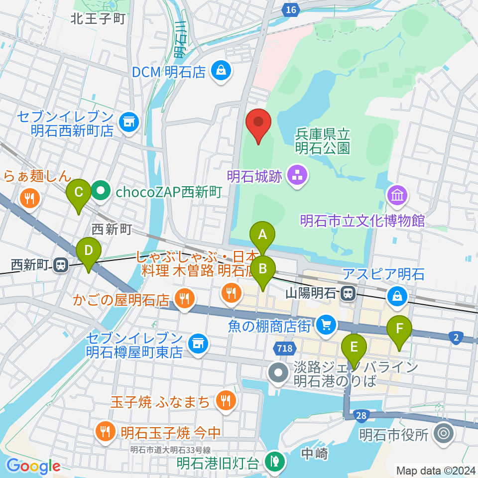 きしろスタジアム 明石公園陸上競技場周辺のホテル一覧地図