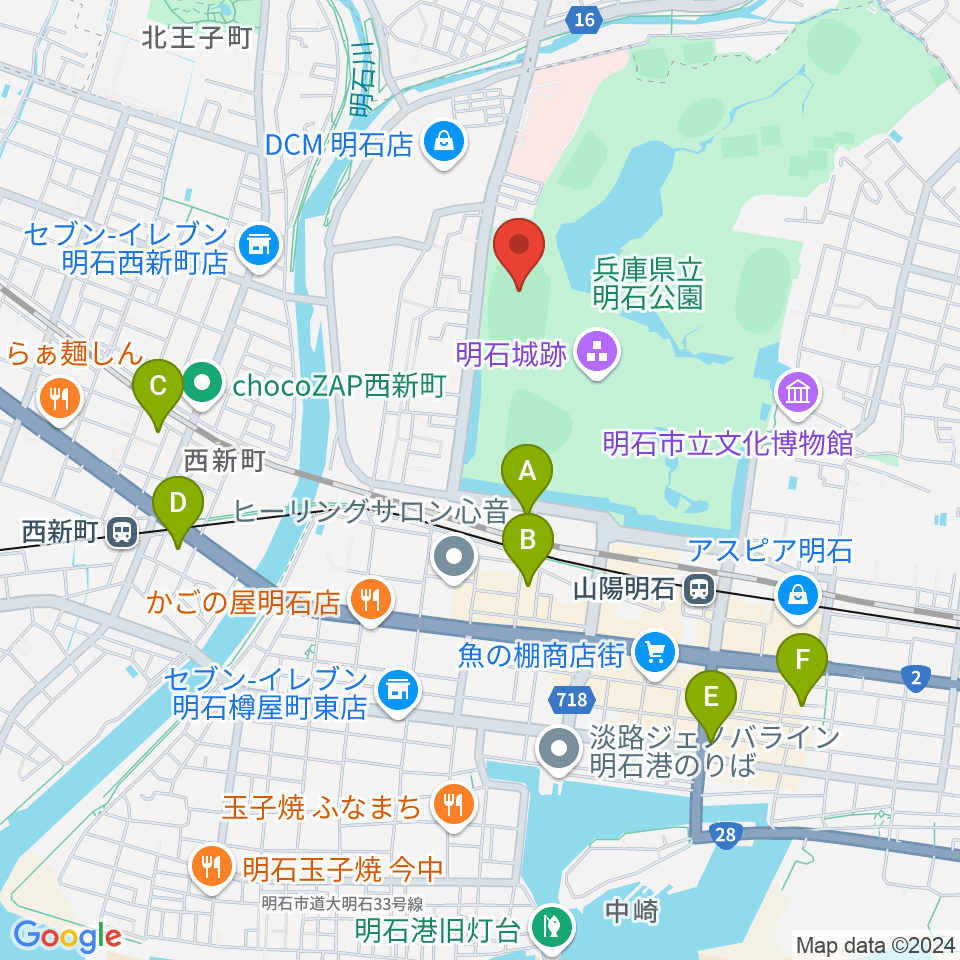 きしろスタジアム 明石公園陸上競技場周辺のホテル一覧地図