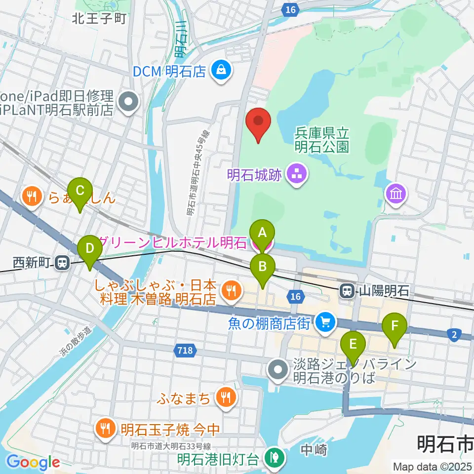 きしろスタジアム 明石公園陸上競技場周辺のホテル一覧地図