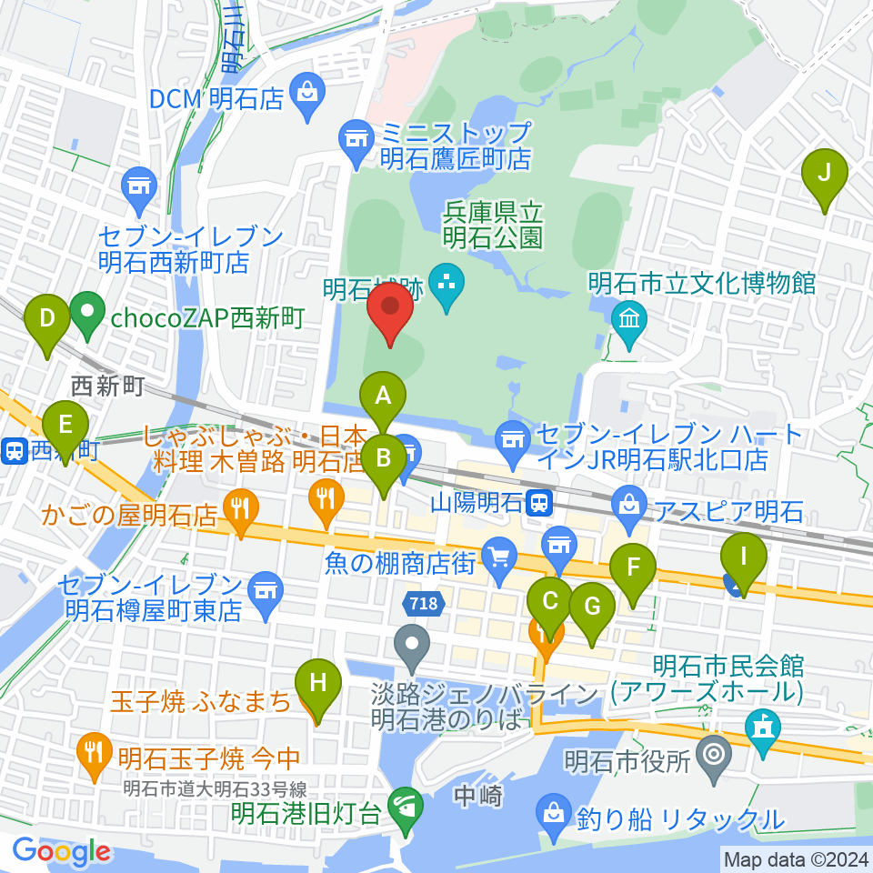 明石トーカロ球場周辺のホテル一覧地図