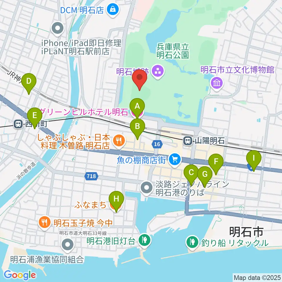 明石トーカロ球場周辺のホテル一覧地図