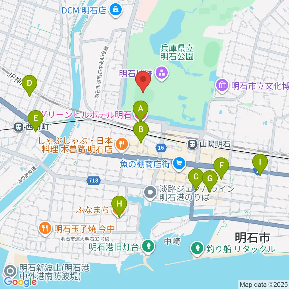 明石トーカロ球場周辺のホテル一覧地図