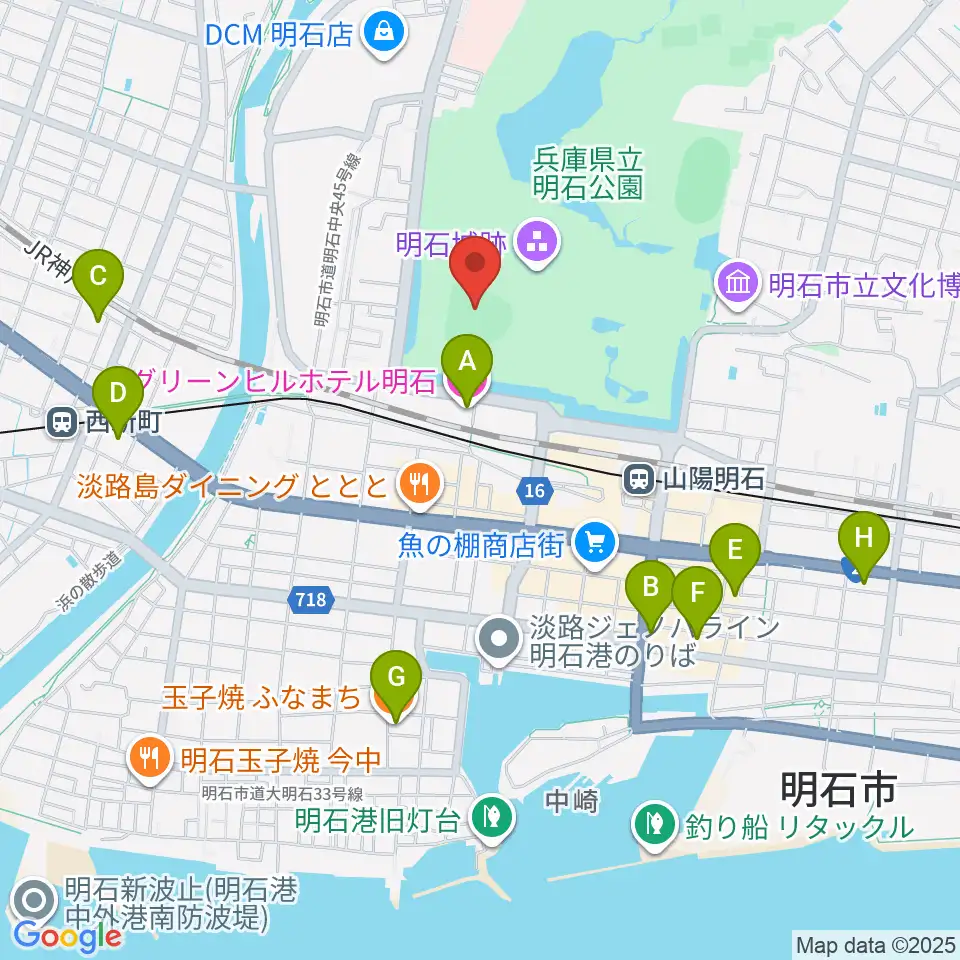 明石トーカロ球場周辺のホテル一覧地図