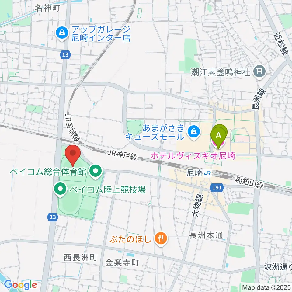 ベイコム野球場周辺のホテル一覧地図